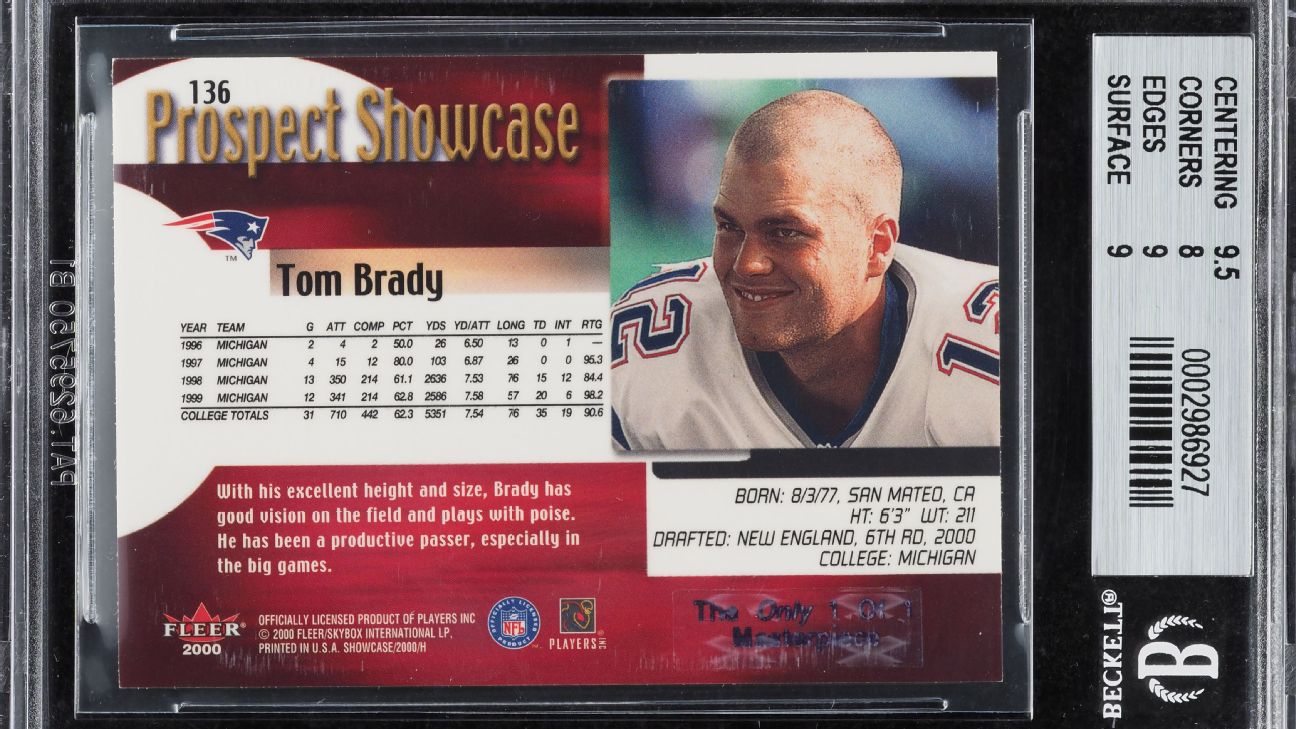 tom brady baseball rookie card